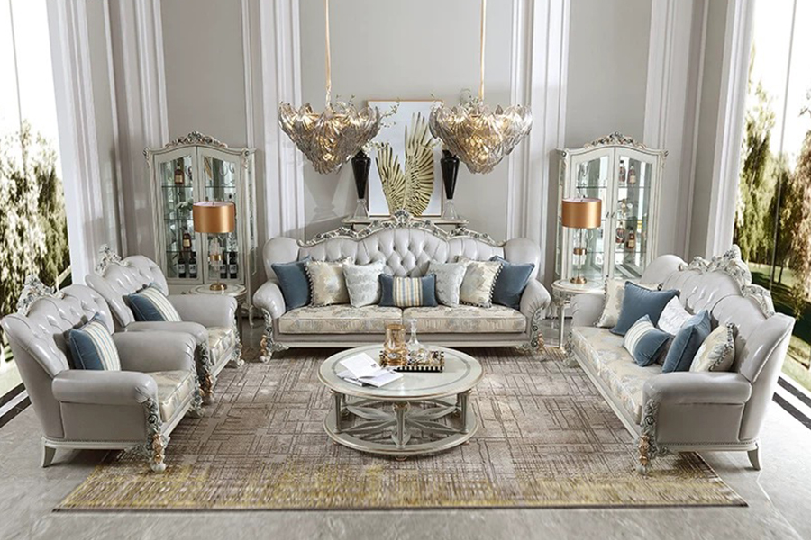 Living room villa high-end hotel sofa set  classical sofa tufted sofa Luxury sofa